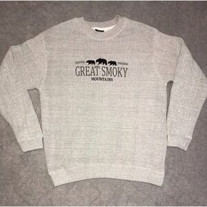 Vintage Great Smoky Mountains Sweater Sweatshirt Large‎ Gray Pullover USA Soft
